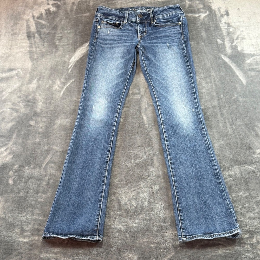 American Eagle Kick Boot Stretch Jeans Womens 4 Long Medium Wash Low Rise